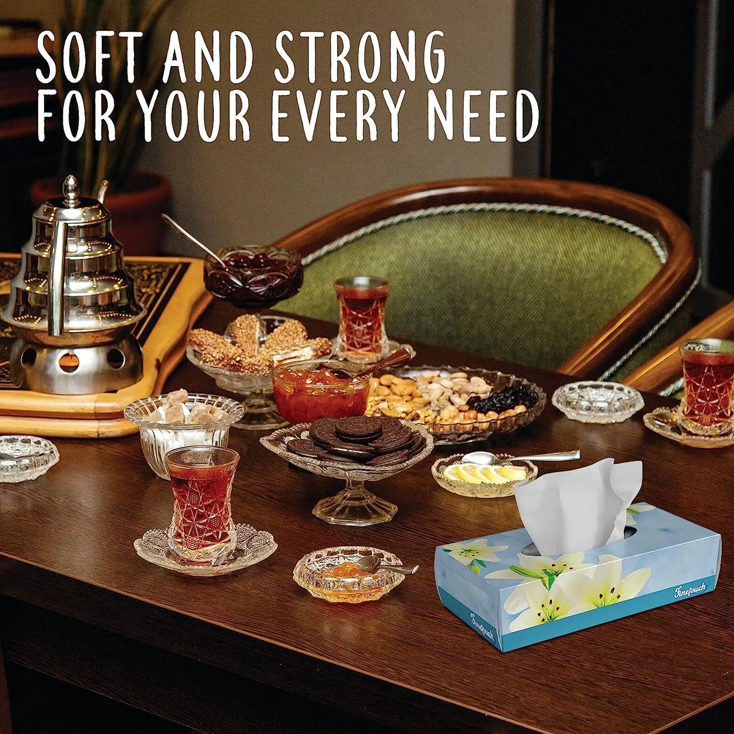 Soft Facial Tissues 2 Ply Box Of 130 Pack of 6 (780 Facial Tissues Toatal) Family Pack (6) Design may Vary