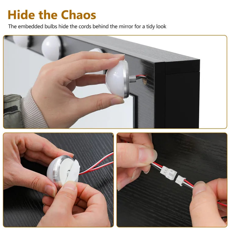 Jaq Vanity with Lights and Stool