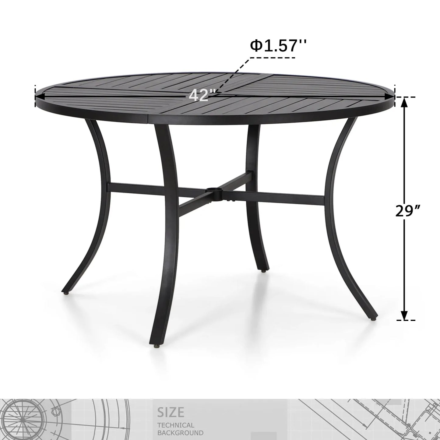 5-Piece Outdoor Dining Set 4 Swivel Steel Chairs and Square Table