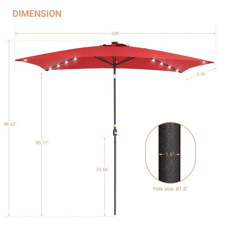 Doralice 120'' x 78'' Rectangular Lighted Market Umbrella