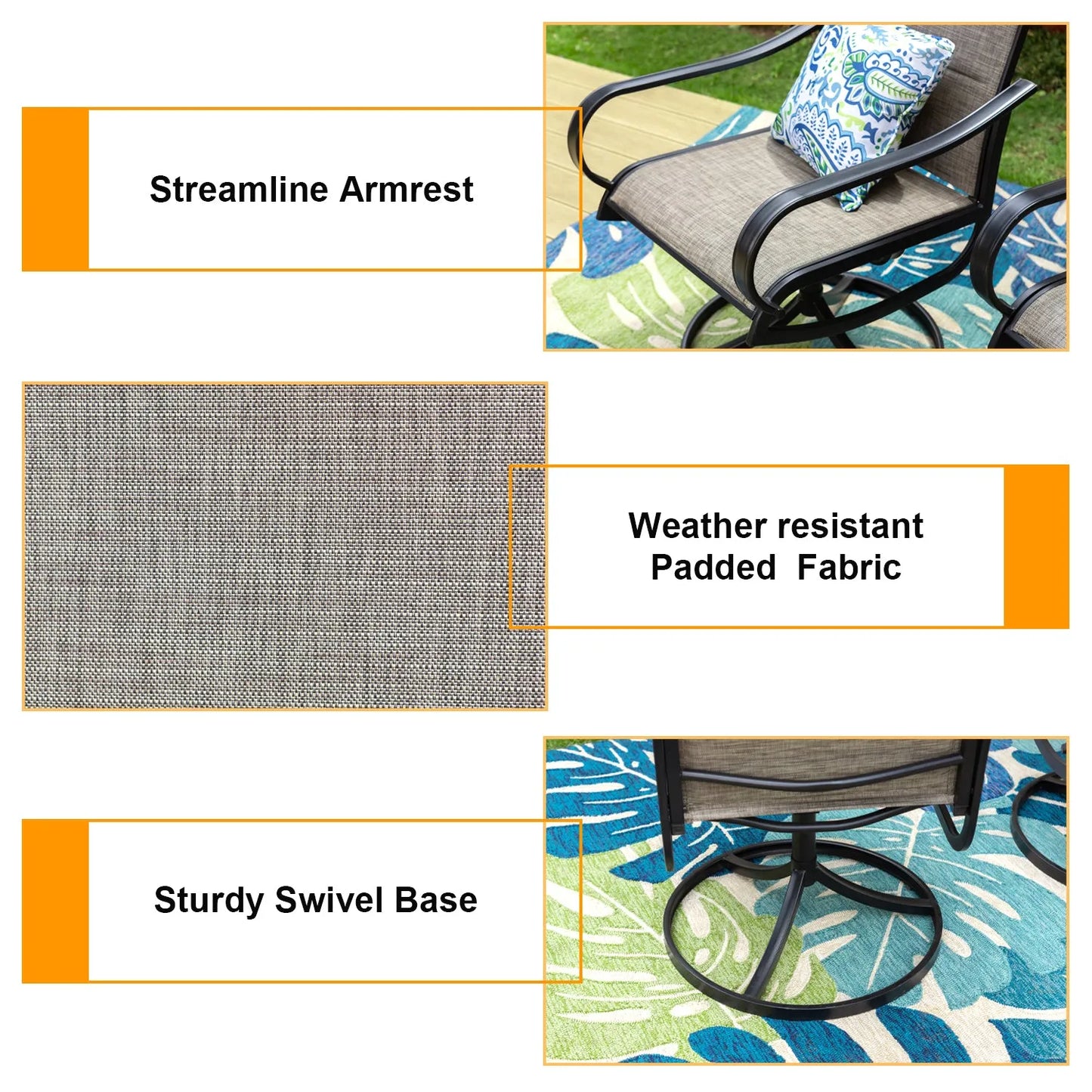 7-Piece/9-Piece Outdoor Patio Dining Set with Adjustable Table & Padded Textilene Swivel Chairs