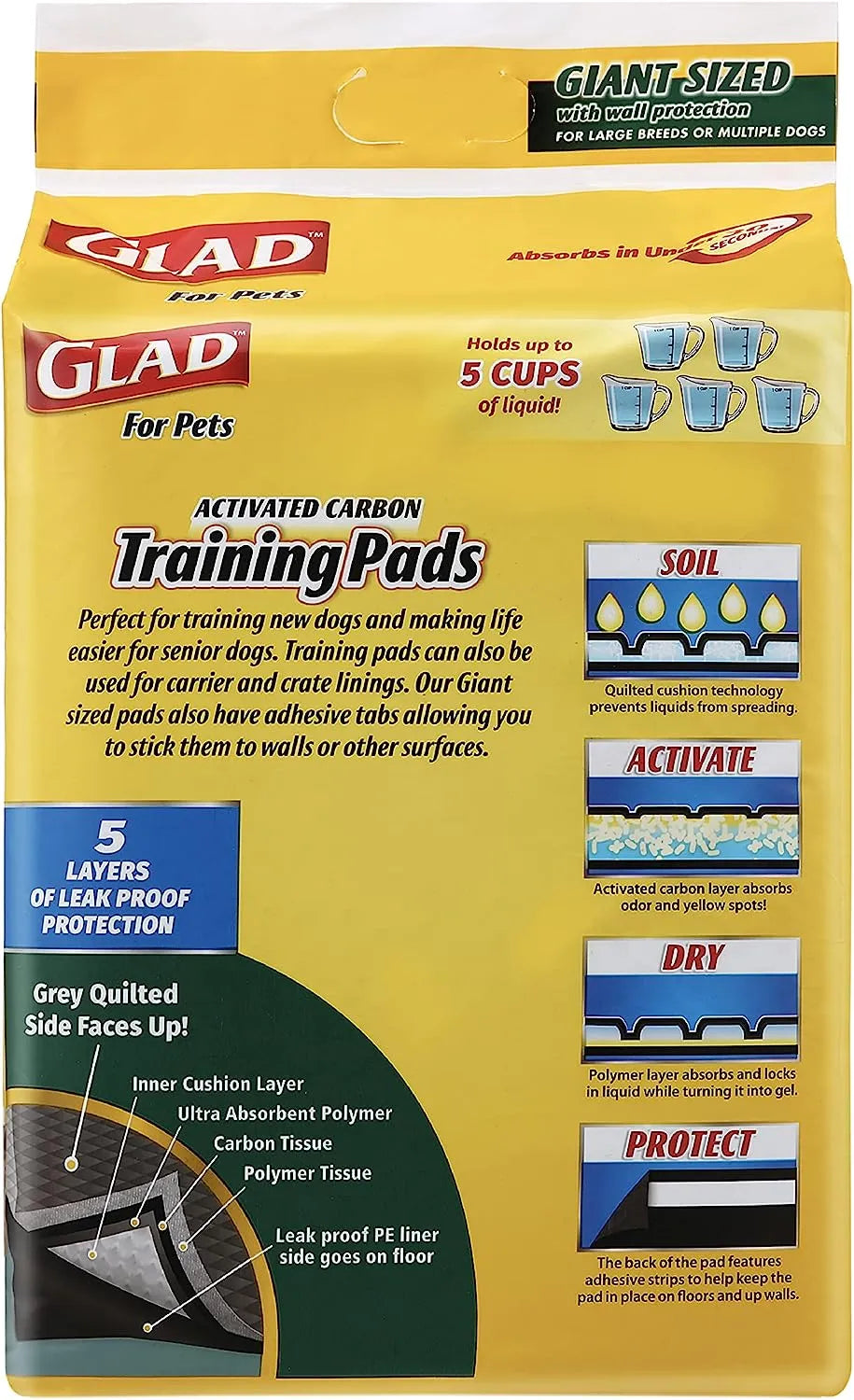 Glad for Pets Black Charcoal Puppy Pads 23" x 23" | Puppy Potty Training Pads That ABSORB & NEUTRALIZE Urine Instantly | New & Improved Quality Puppy Pee Pads, 100 count