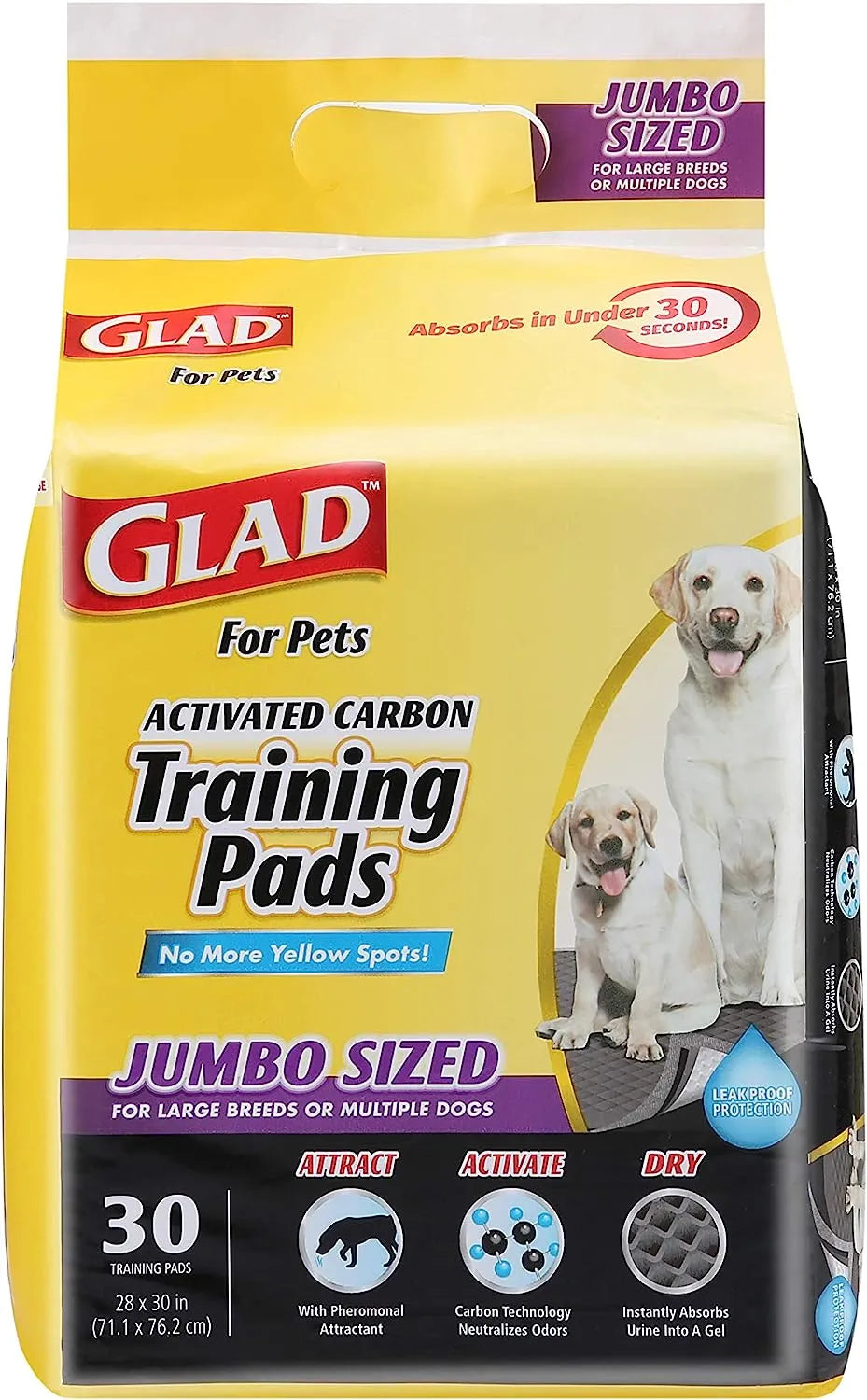 Glad for Pets Black Charcoal Puppy Pads 23" x 23" | Puppy Potty Training Pads That ABSORB & NEUTRALIZE Urine Instantly | New & Improved Quality Puppy Pee Pads, 100 count