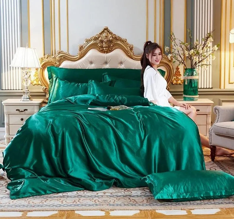 Luxury 100% Silk Duvet Cover 4 Pieces Set