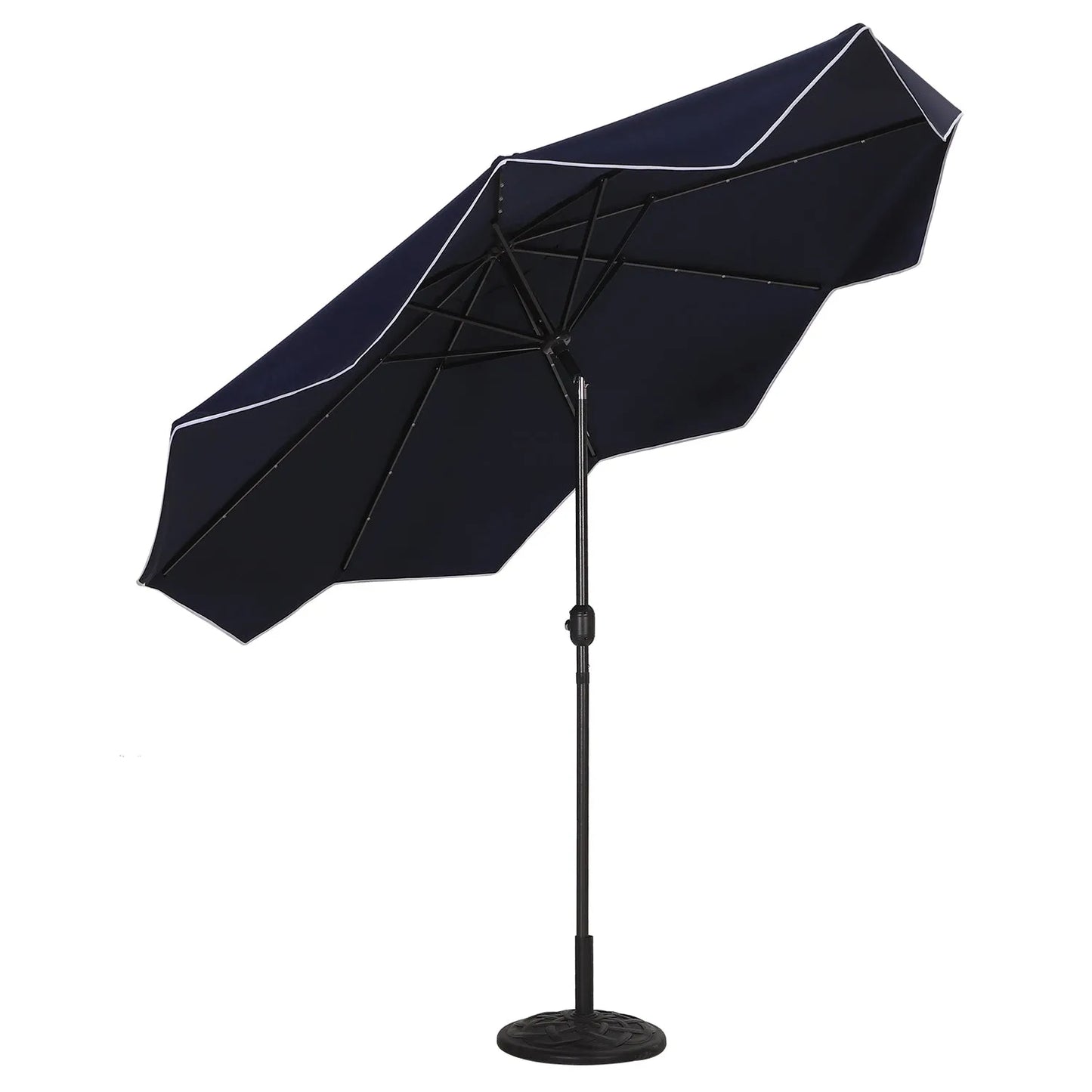 9/10ft Crank Open Patio Umbrella With 24 LED Lights & Ruffles