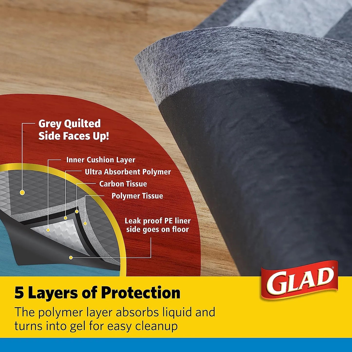 Glad for Pets Black Charcoal Puppy Pads 23" x 23" | Puppy Potty Training Pads That ABSORB & NEUTRALIZE Urine Instantly | New & Improved Quality Puppy Pee Pads, 100 count