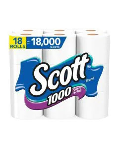 Scott 1000 Sheets Per Roll Toilet Paper, 18 Ct