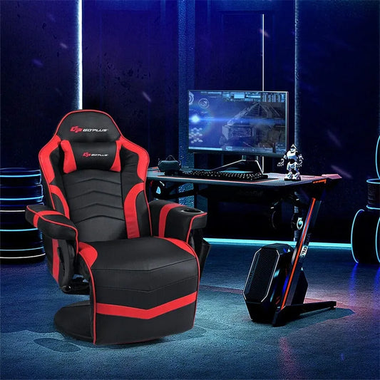 Ergonomic High Back Massage Gaming Chair Racing Style Gaming Recliner with Adjustable Backrest Footrest