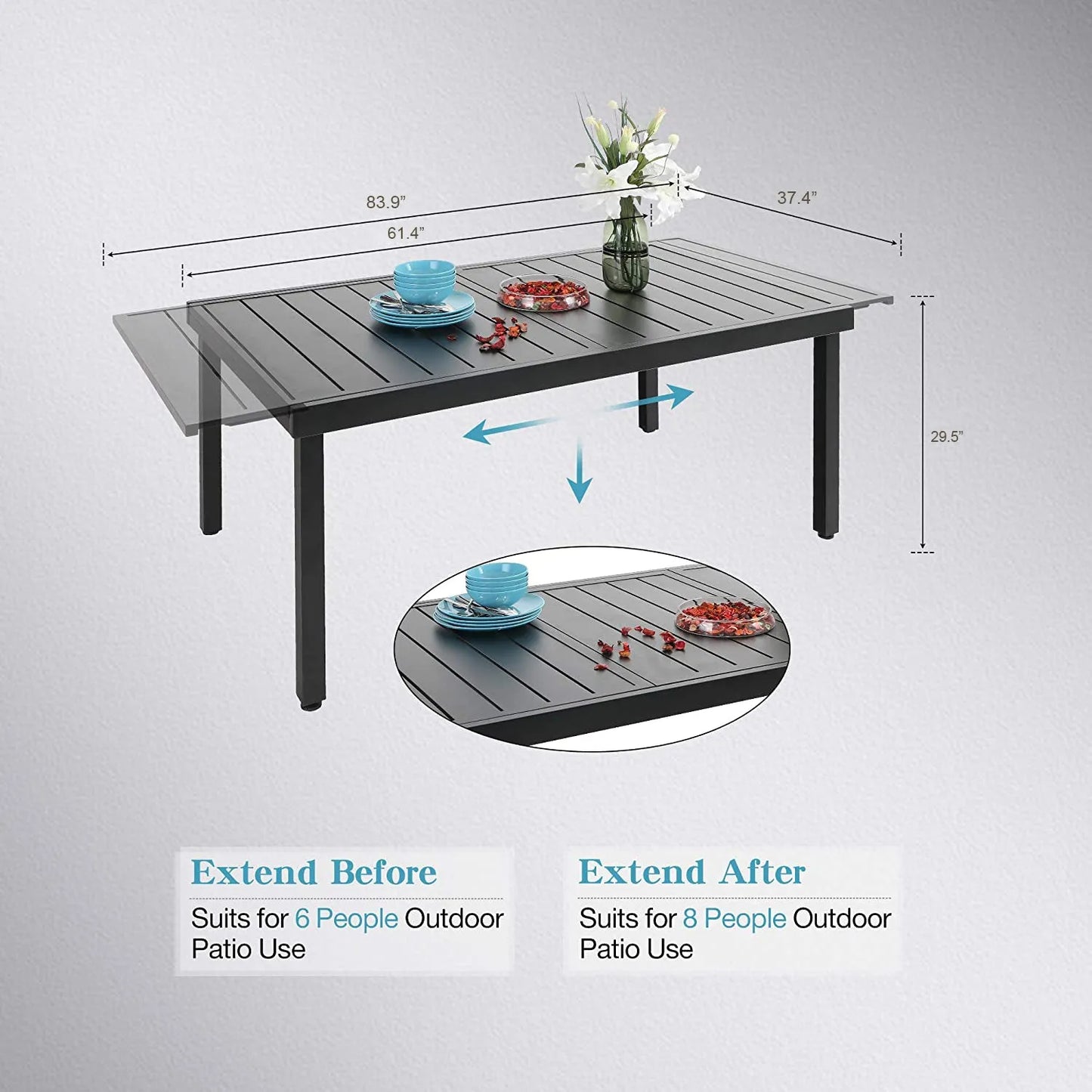 7-Piece/9-Piece Outdoor Patio Dining Set with Adjustable Table & Padded Textilene Swivel Chairs