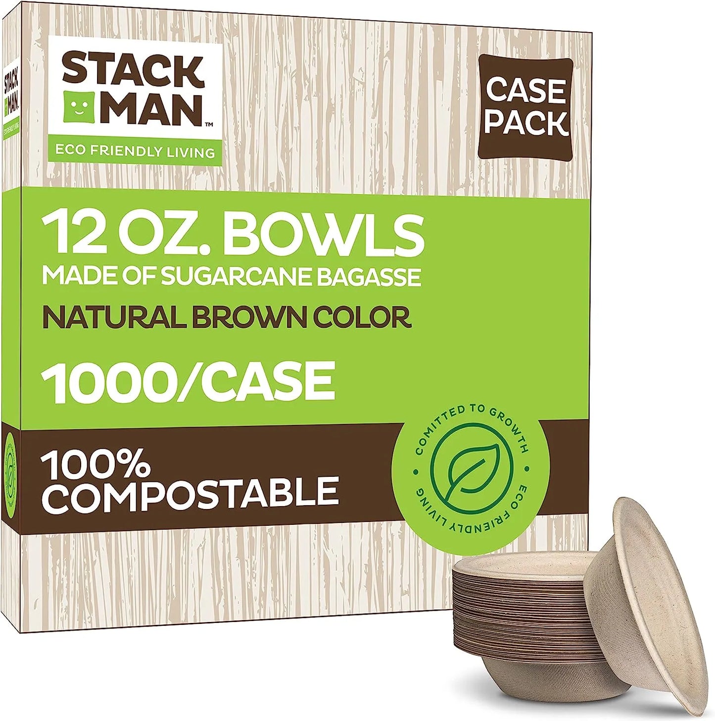 100% Compostable Paper Plates 9 Inch [500 Count] Heavy-Duty Dinner Plates - Natural Brown Color Unbleached Bagasse - Eco-Friendly Disposable Biodegradable Sugarcane Plates - [Bulk Case 4/125 Pack]