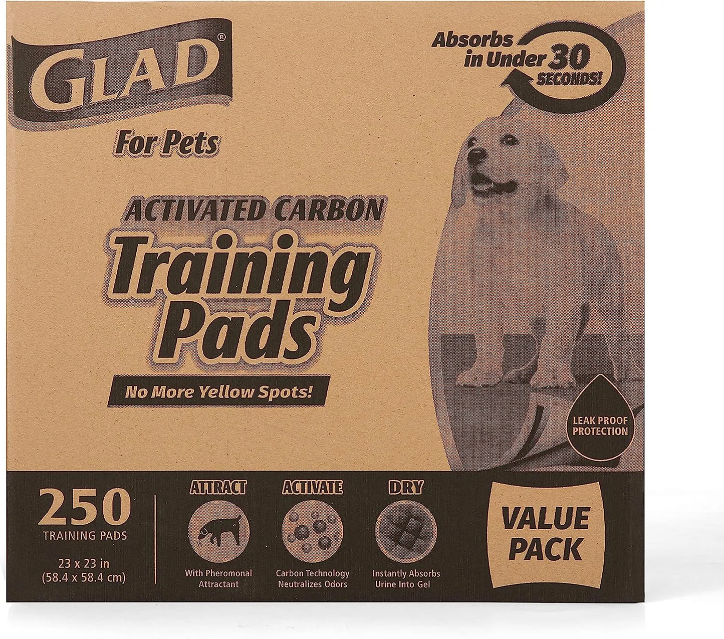 Glad for Pets Black Charcoal Puppy Pads 23" x 23" | Puppy Potty Training Pads That ABSORB & NEUTRALIZE Urine Instantly | New & Improved Quality Puppy Pee Pads, 100 count