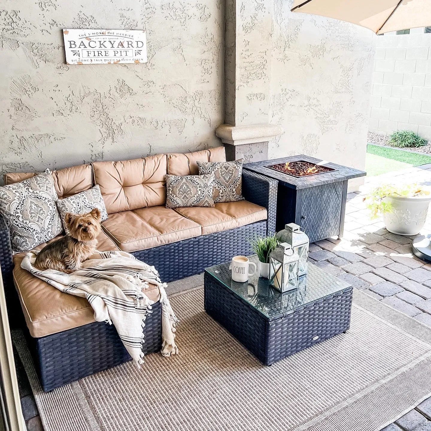 3-Piece Patio L-Shaped Rattan Sectional Sofa Set With Cushions