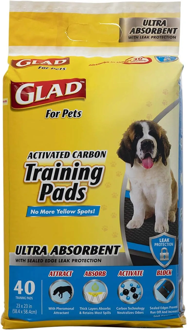 Glad for Pets Black Charcoal Puppy Pads 23" x 23" | Puppy Potty Training Pads That ABSORB & NEUTRALIZE Urine Instantly | New & Improved Quality Puppy Pee Pads, 100 count