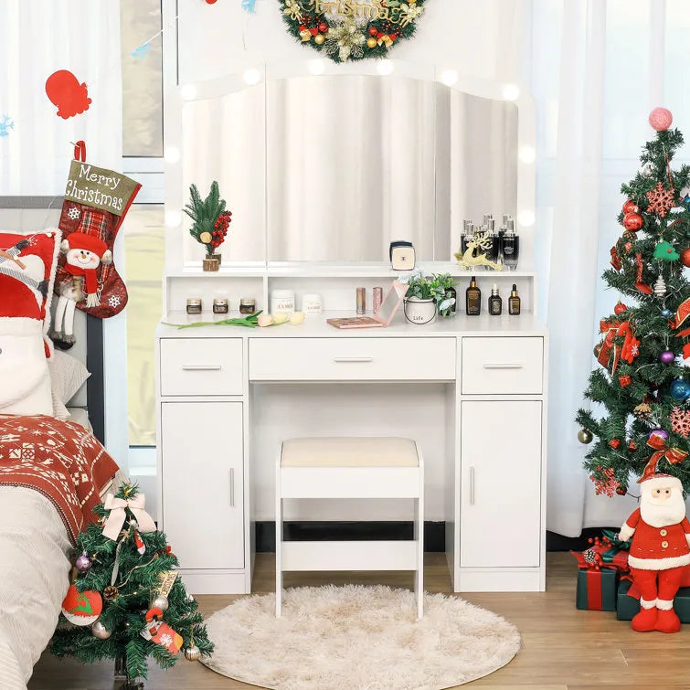 Areena Vanity Set with Stool and Mirror