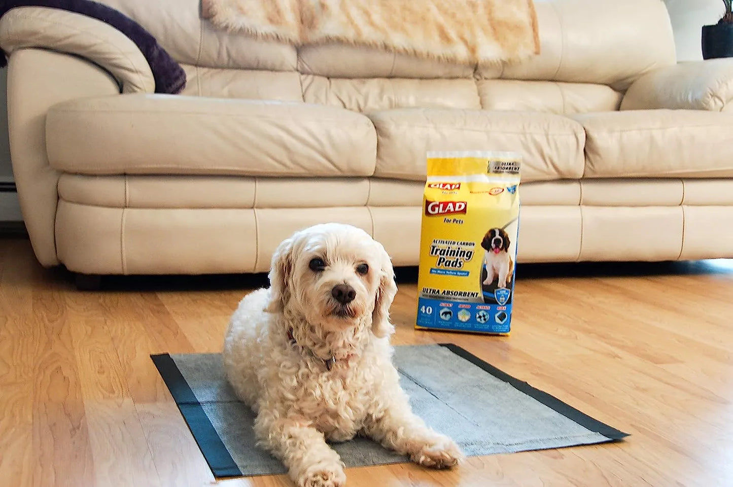 Glad for Pets Black Charcoal Puppy Pads 23" x 23" | Puppy Potty Training Pads That ABSORB & NEUTRALIZE Urine Instantly | New & Improved Quality Puppy Pee Pads, 100 count