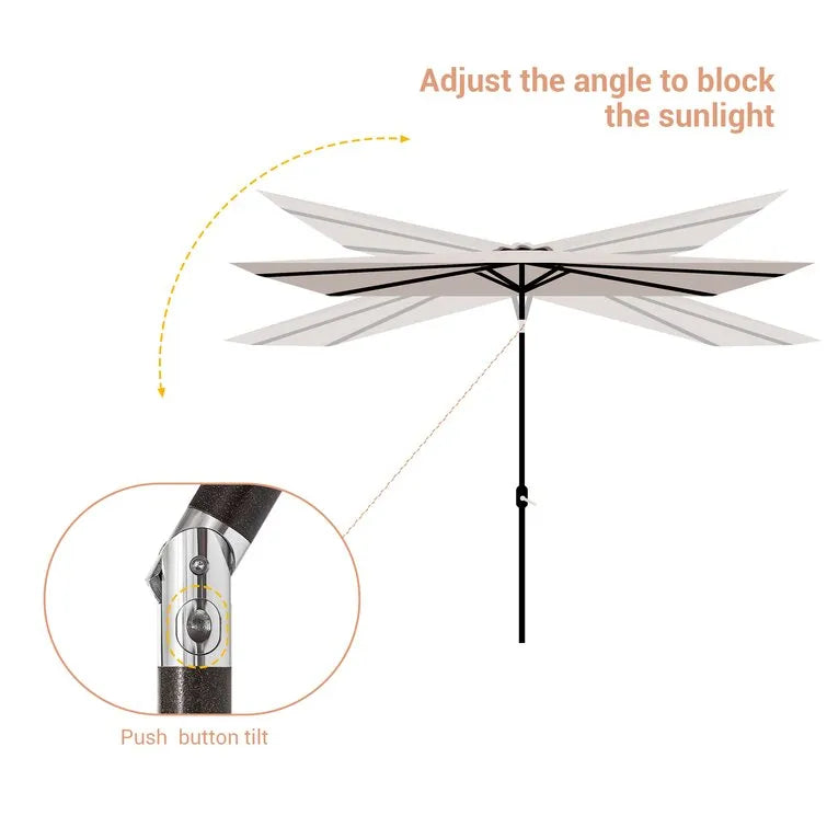 Doralice 120'' x 78'' Rectangular Lighted Market Umbrella