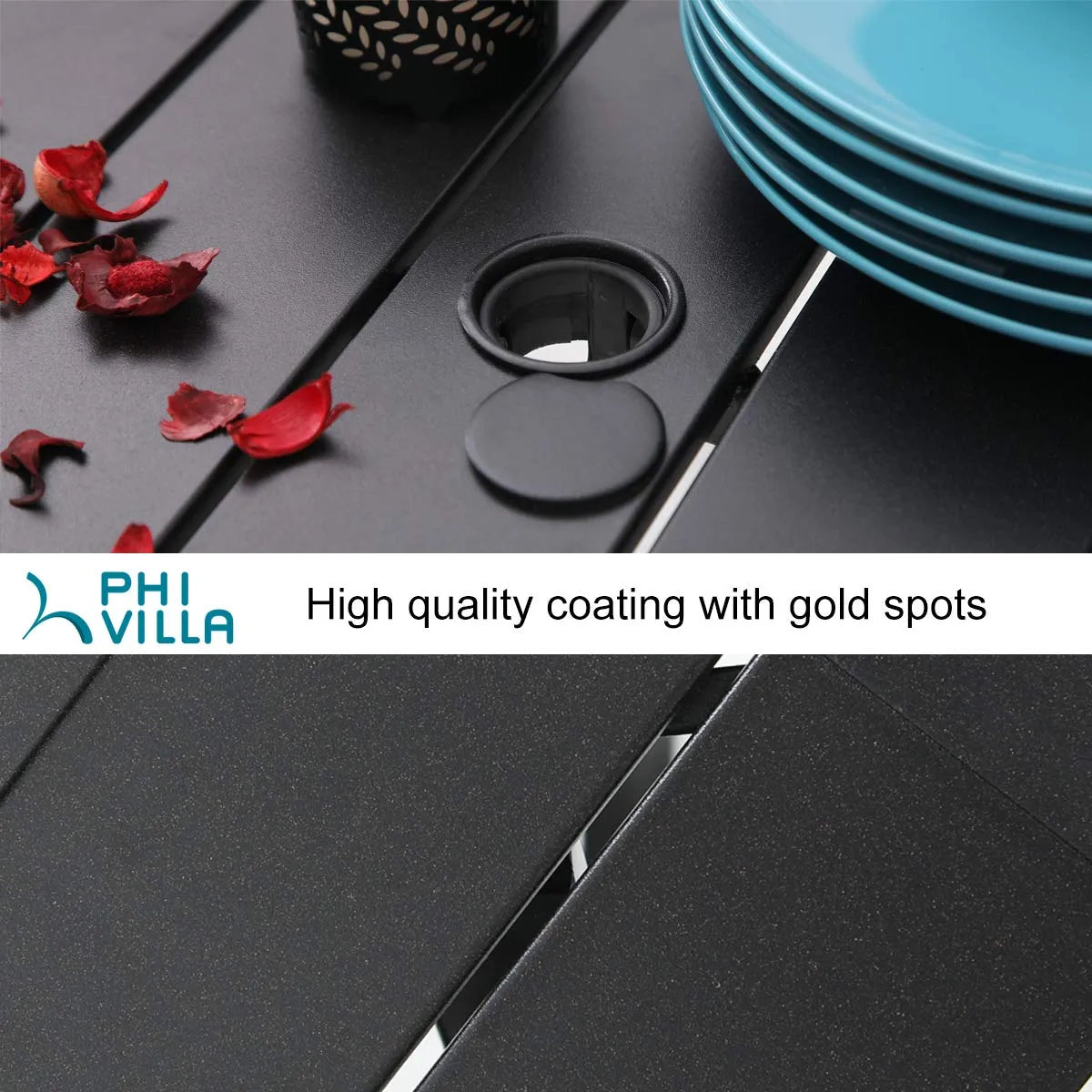 5-Piece Outdoor Dining Set 4 Swivel Steel Chairs and Square Table