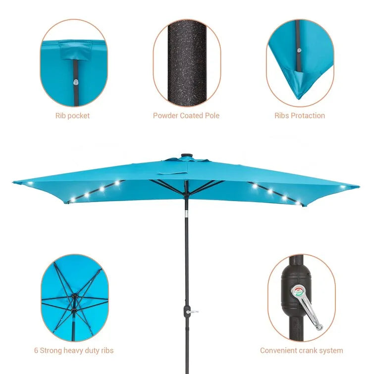 Doralice 120'' x 78'' Rectangular Lighted Market Umbrella