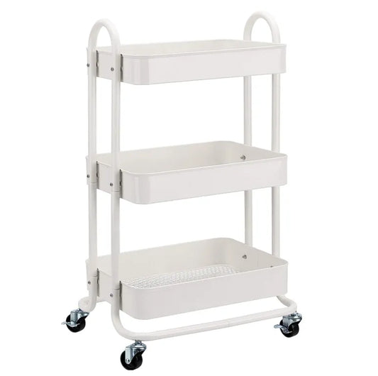 Basics 3-Tier Rolling Utility or Kitchen Cart - White