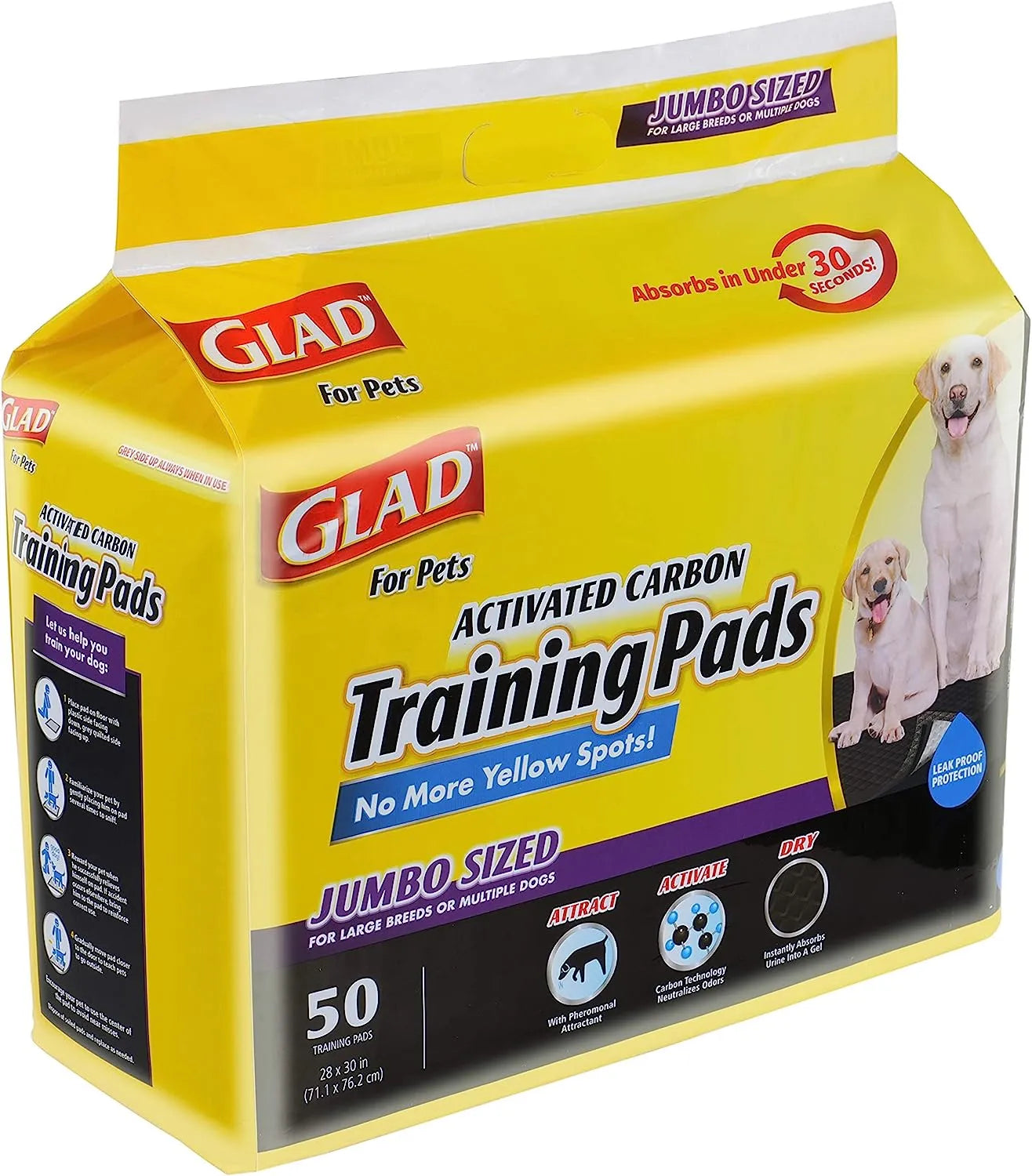 Glad for Pets Black Charcoal Puppy Pads 23" x 23" | Puppy Potty Training Pads That ABSORB & NEUTRALIZE Urine Instantly | New & Improved Quality Puppy Pee Pads, 100 count