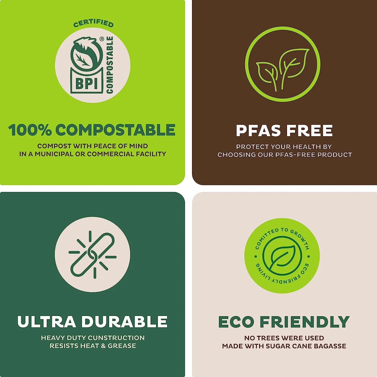 100% Compostable Paper Plates 9 Inch [500 Count] Heavy-Duty Dinner Plates - Natural Brown Color Unbleached Bagasse - Eco-Friendly Disposable Biodegradable Sugarcane Plates - [Bulk Case 4/125 Pack]