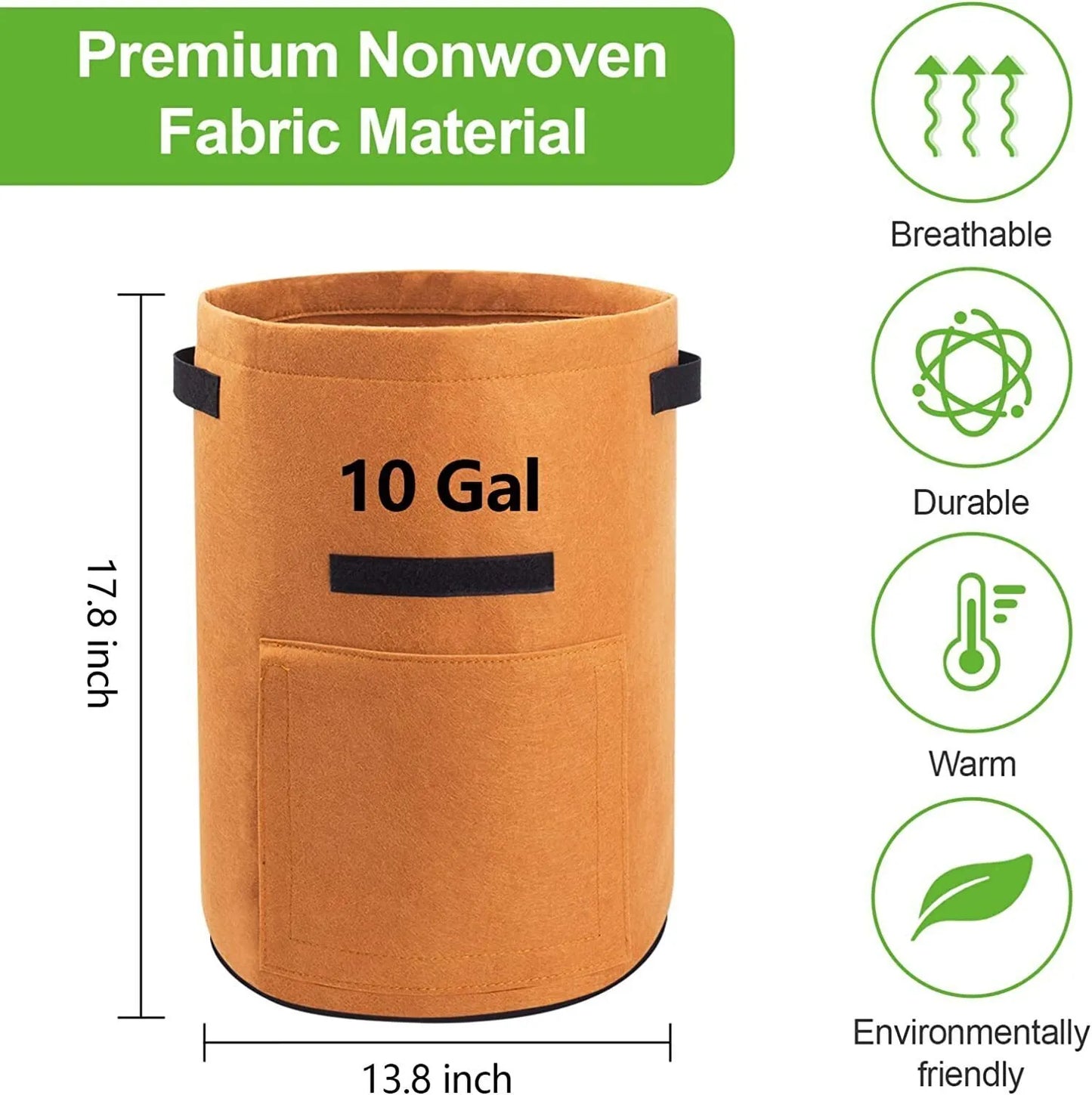 Homyhoo Potato Grow Bags with Flap 10 Gallon, 4 Pack Planter Pot with Handles and Harvest Window for Potato Tomato and Vegetables, Black and Gray