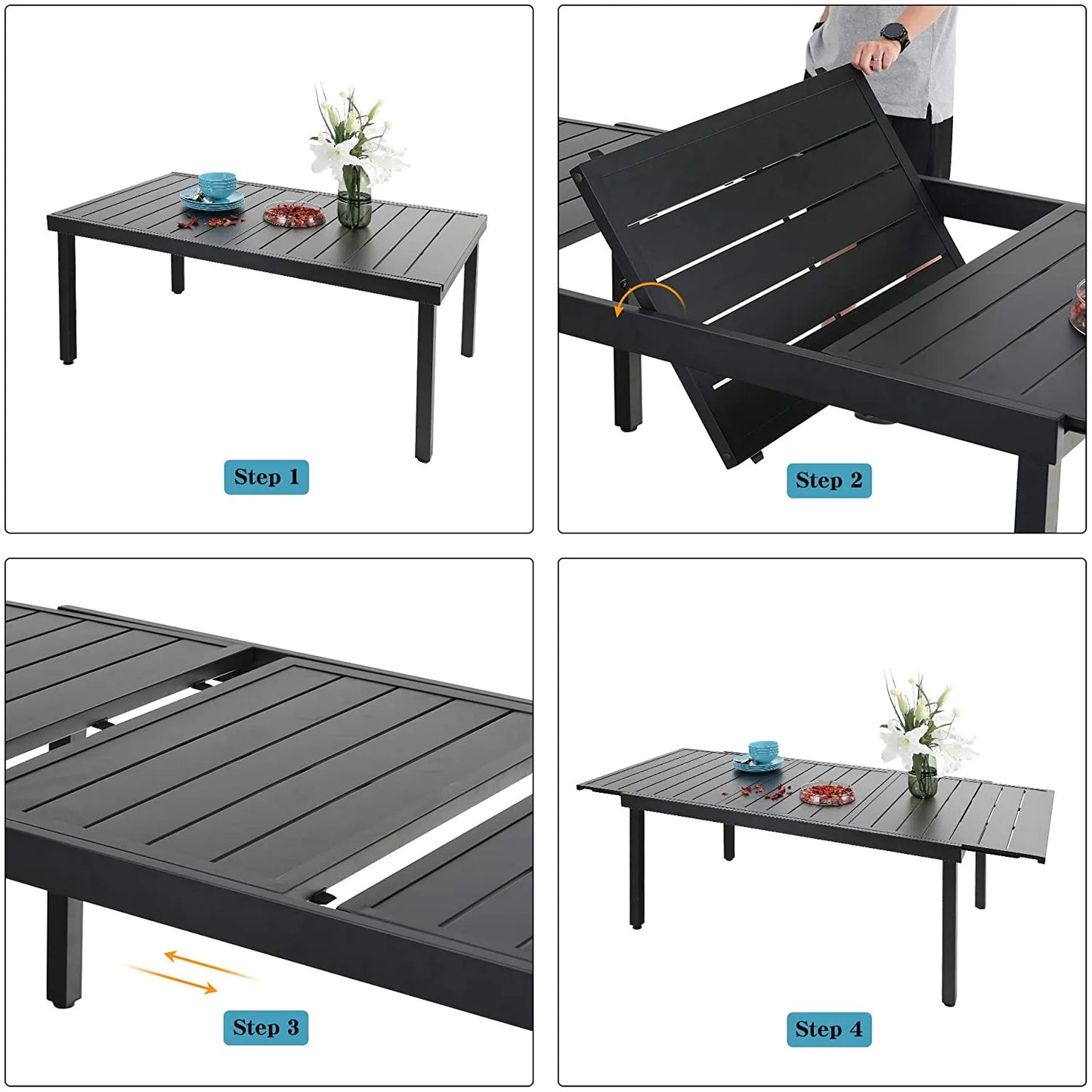 7-Piece/9-Piece Outdoor Patio Dining Set with Adjustable Table & Padded Textilene Swivel Chairs