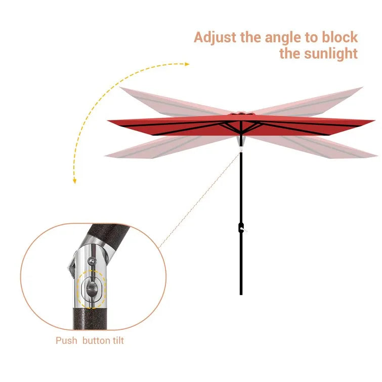 Doralice 120'' x 78'' Rectangular Lighted Market Umbrella