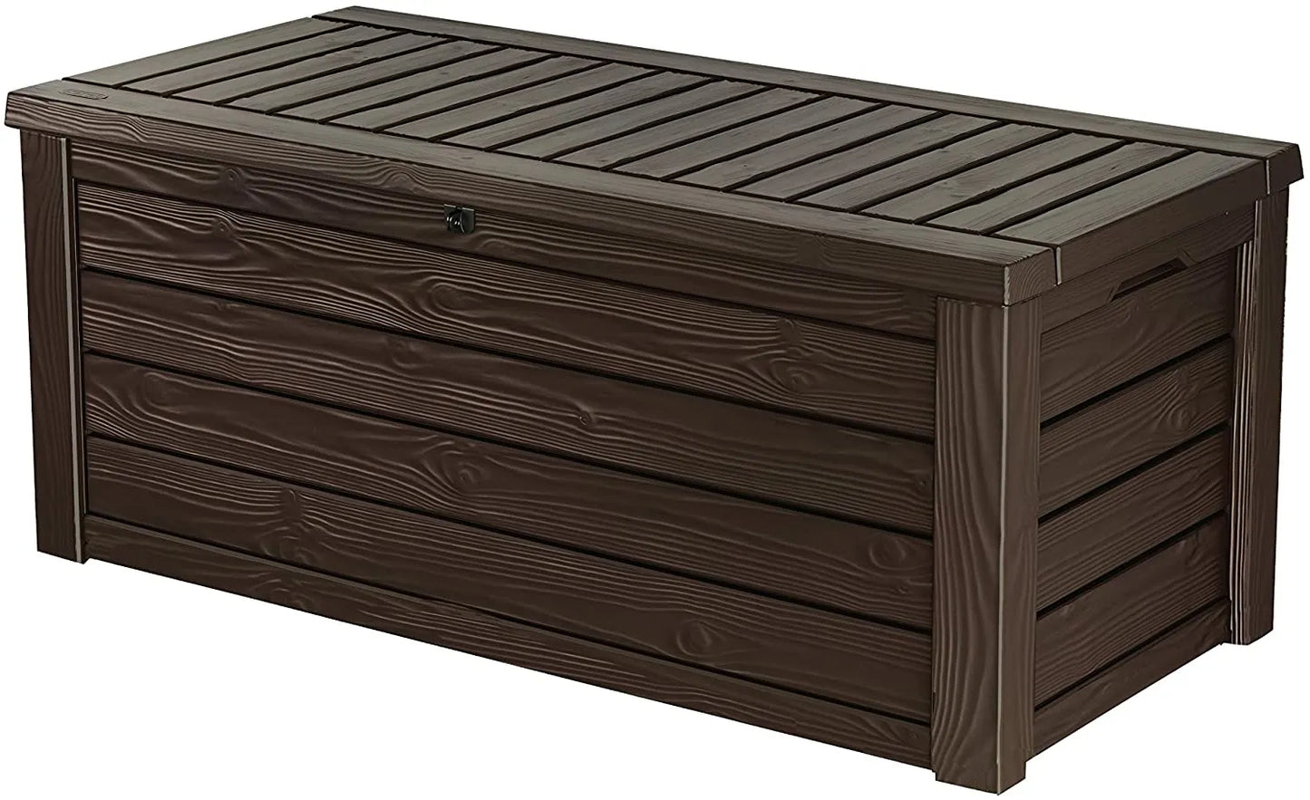 Keter Solana 70 Gallon Storage Bench Deck Box for Patio Furniture, Front Porch Decor and Outdoor Seating – Perfect to Store Garden Tools and Pool Toys,Brown/Brown