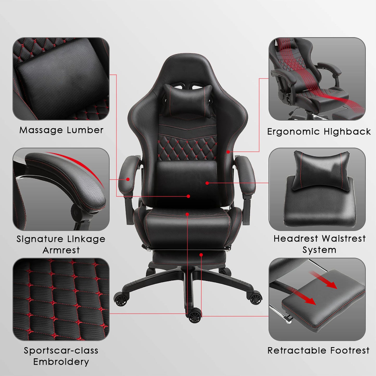 &#128525;Gaming Chair Office Chair PC Chair with Massage Lumbar Support, Racing Style