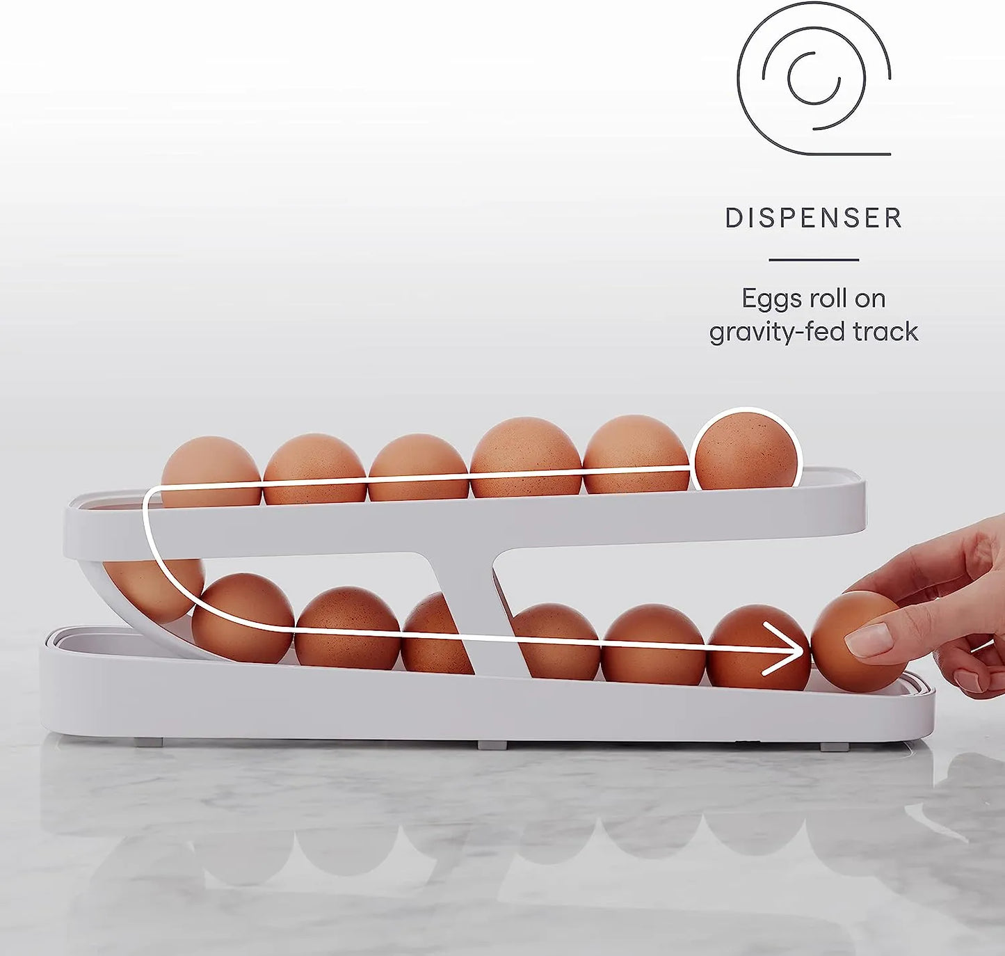 Egg Dispenser, Space-Saving Rolling Eggs Dispenser and Organizer for Refrigerator Storage