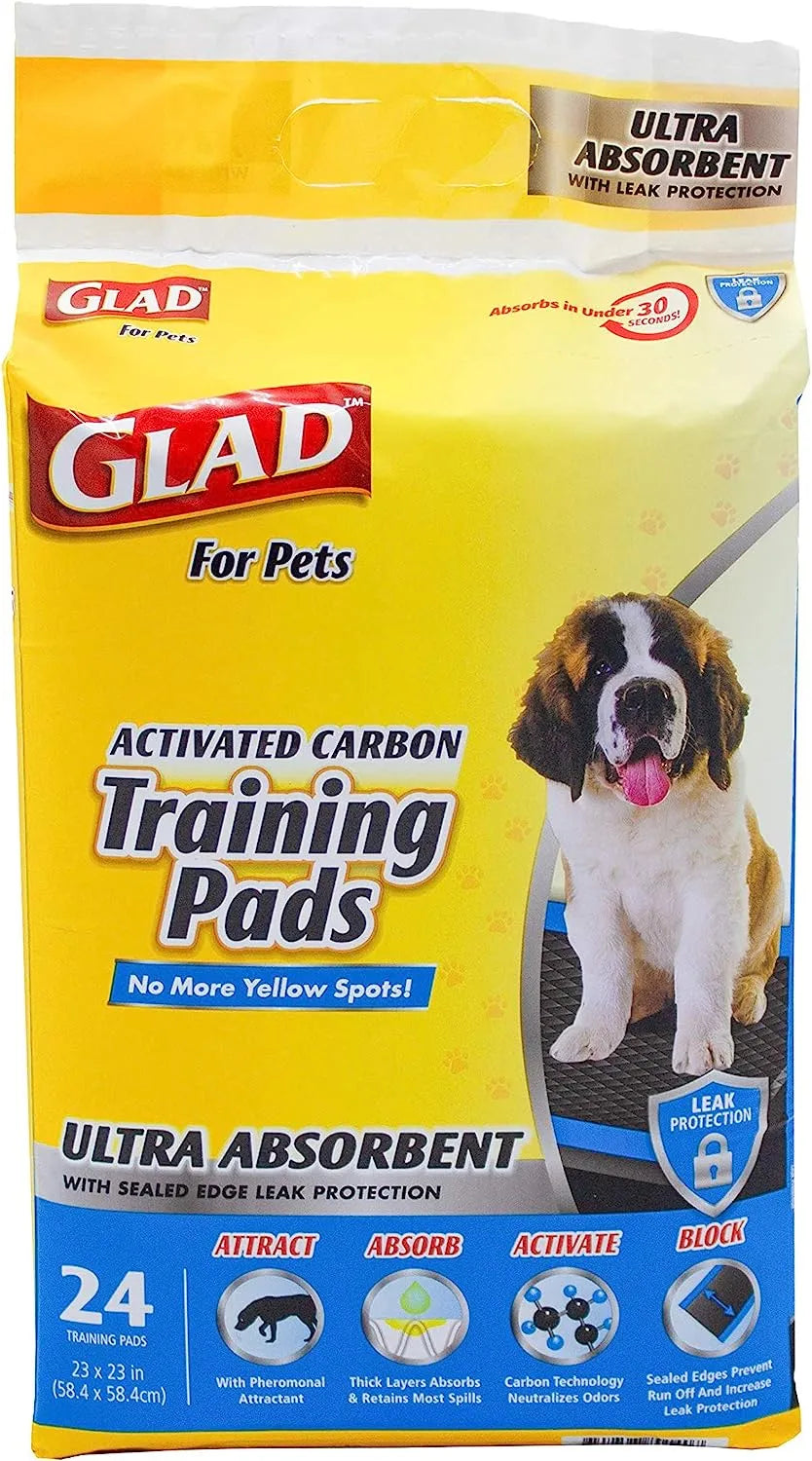 Glad for Pets Black Charcoal Puppy Pads 23" x 23" | Puppy Potty Training Pads That ABSORB & NEUTRALIZE Urine Instantly | New & Improved Quality Puppy Pee Pads, 100 count