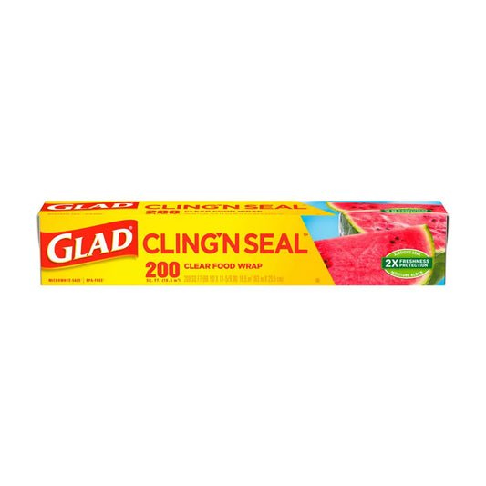 Glad Cling N Seal Plastic Food Wrap, 200 Sq Ft Roll