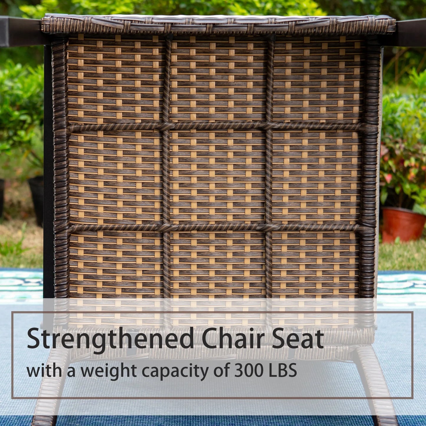 6 Piece Outdoor Dining Set with Acacia Wood Table & Wooden Bench and 4 Cushioned Rattan Wicker Chairs