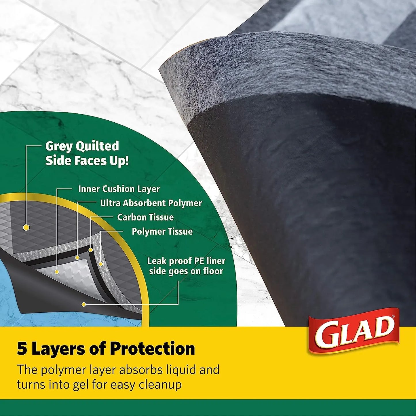 Glad for Pets Black Charcoal Puppy Pads 23" x 23" | Puppy Potty Training Pads That ABSORB & NEUTRALIZE Urine Instantly | New & Improved Quality Puppy Pee Pads, 100 count