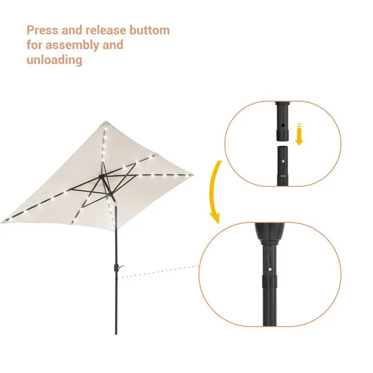 Doralice 120'' x 78'' Rectangular Lighted Market Umbrella