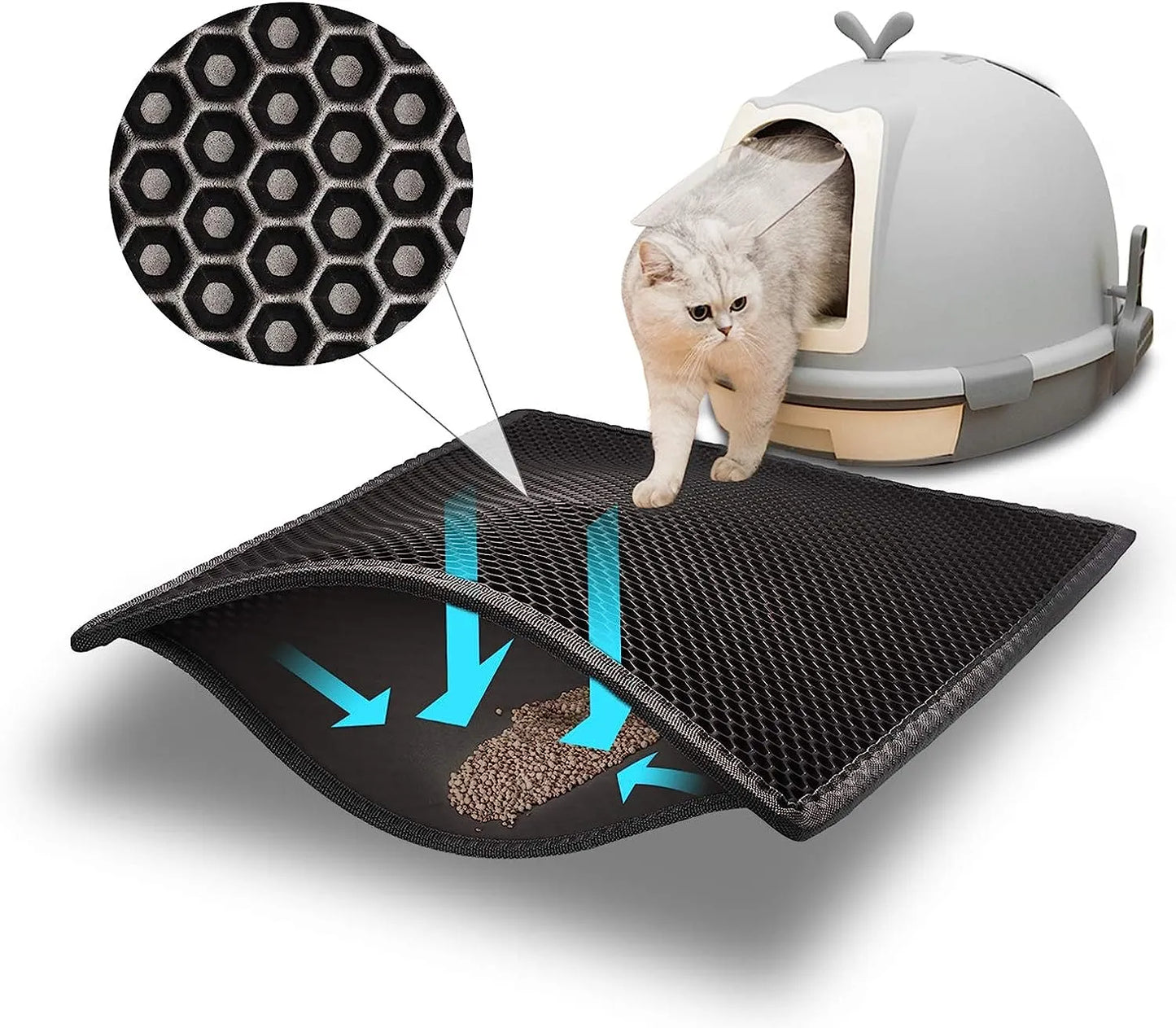 Pieviev Cat Litter Mat Double Layer Waterproof Urine Proof Trapping Mat 1 Pack (Gray, 24x15 Inch (Pack of 1))