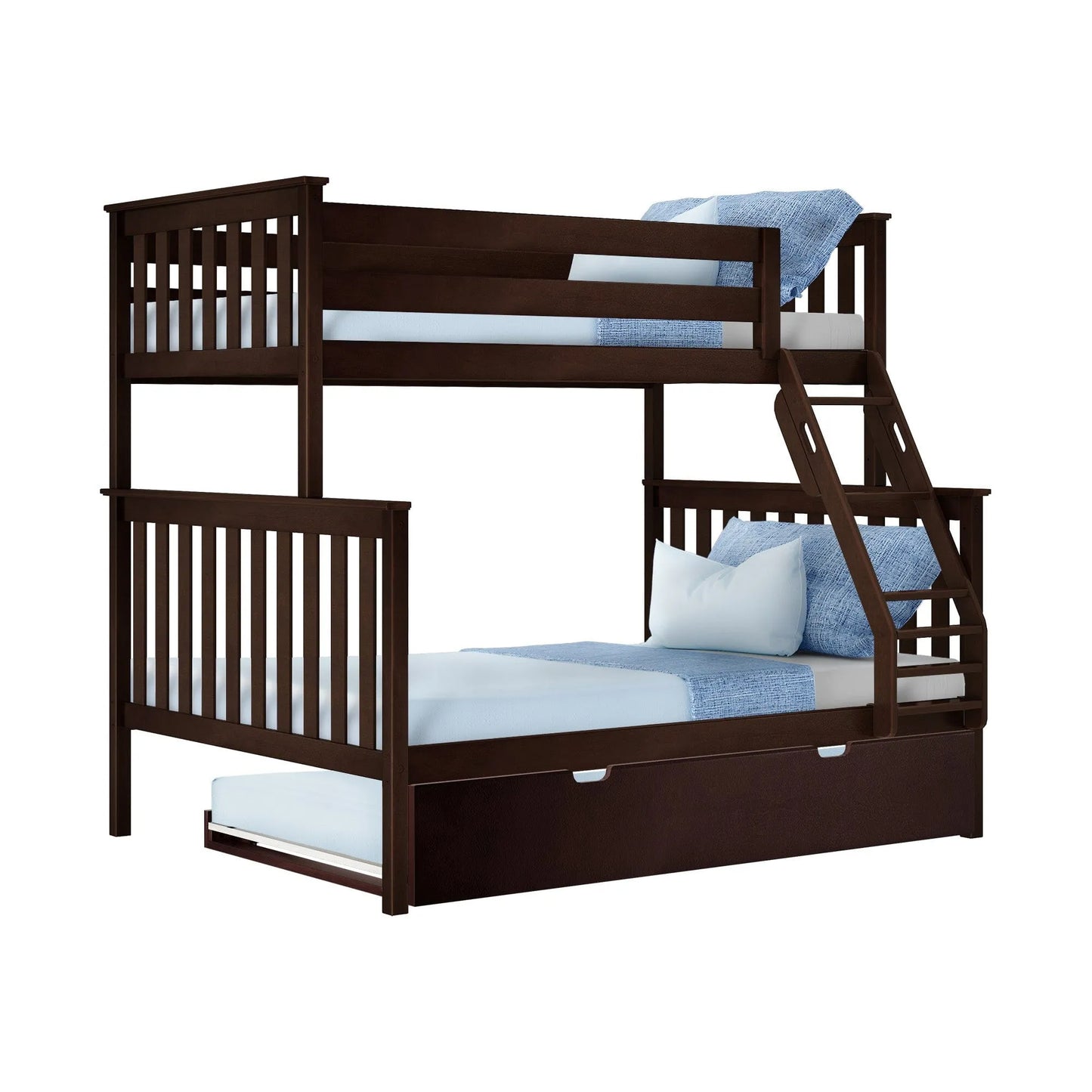 &#127876;Store Closing Sale&#128150;Kids Solid Wood Twin-Over-Full Bunk Bed + Trundle Bed
