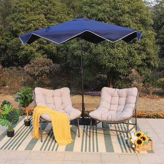 2-Piece Rattan Papasan Lounge Chair with Thick Cushions