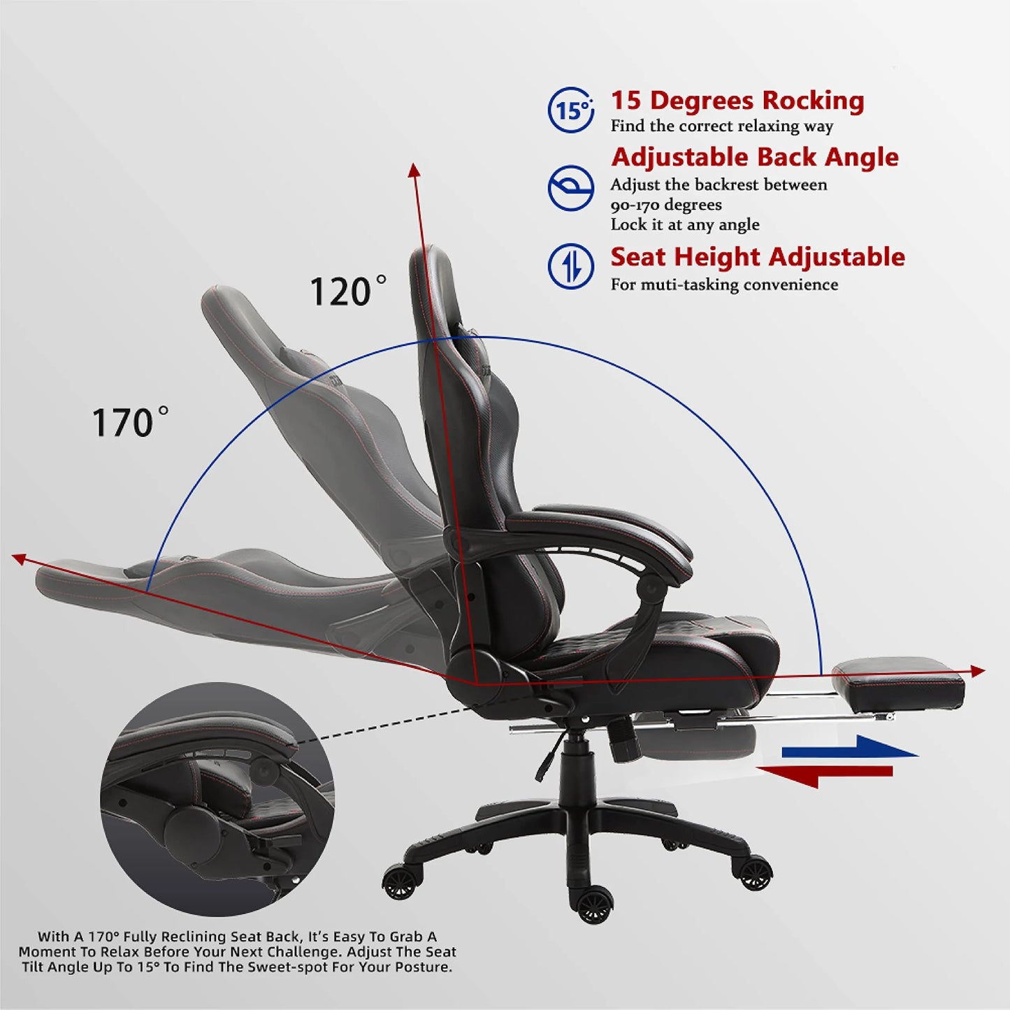 &#128525;Gaming Chair Office Chair PC Chair with Massage Lumbar Support, Racing Style