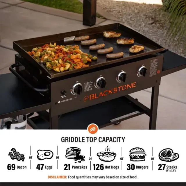4-Burner 36′′ Griddle Cooking Station With Side Shelves