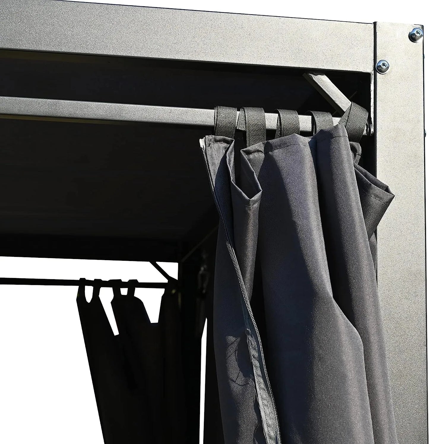 Merax 3-Seat Patio Swing Bed,Outdoor Porch Chair with Adjustable Canopy and Durable Steel Frame for Patio, Garden, Poolside Dark Grey