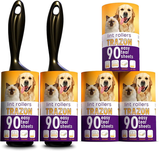 Lint Rollers Value Pack of 450 Sheets / 5 Refills, Sticky Roller, Lint Remover for Dog, Cat, Pet Hair, Lint Rollers for Clothes, Carpet, Couch, Furniture, Car Seats