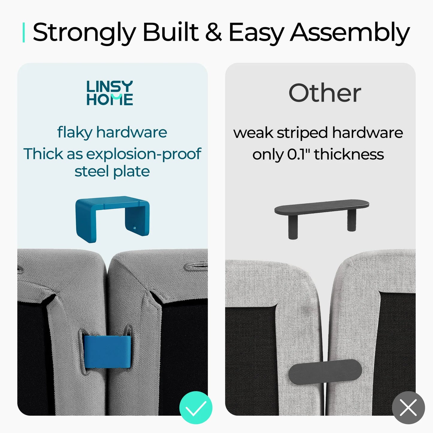 LINSY HOME Modular Couches and Sofas Sectional with Storage Sectional Sofa U Shaped Sectional Couch with Reversible Chaises, Dark Gray