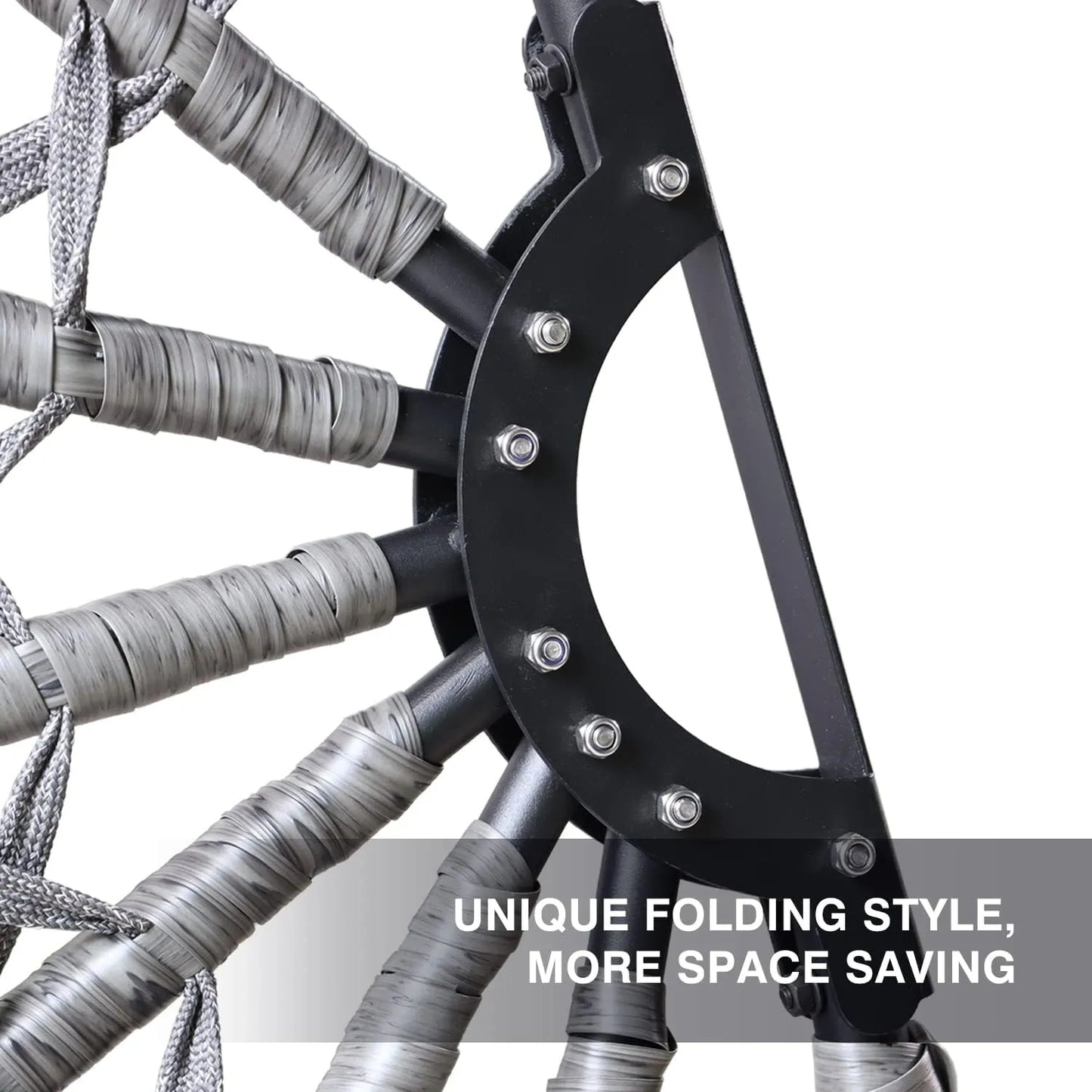 PRIVATE GARDEN Large Hanging Egg Chair with Stand Upgraded Wicker Egg Swing Chair Outdoor Indoor PE Rattan Hanging Chair with Grey Comfort Cushion Heavy Duty C-Stand