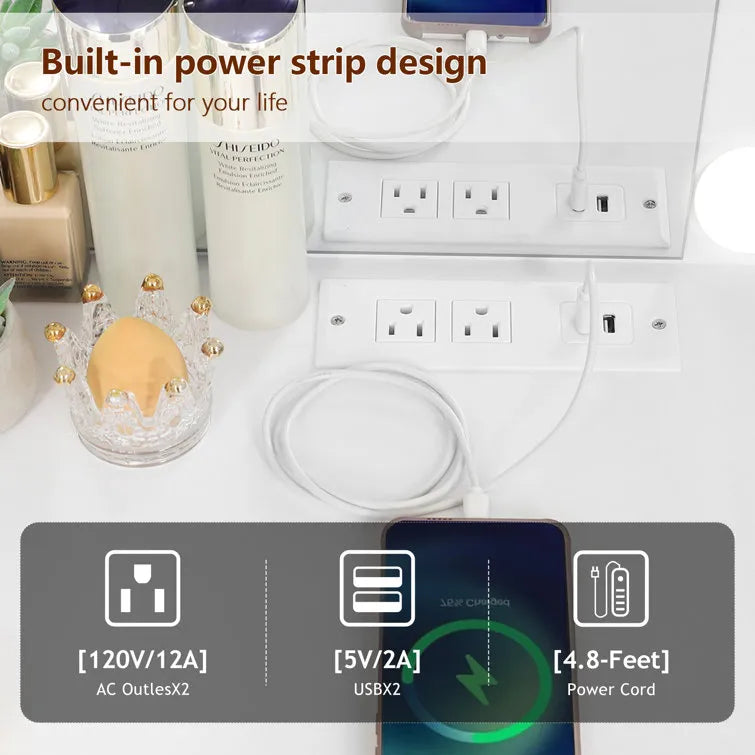 Jaq Vanity with Lights and Stool