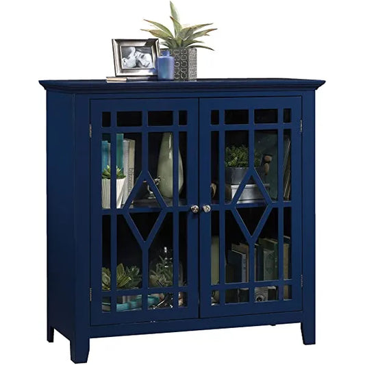 Sauder Shoal Creek Display Cabinet, Indigo Blue finish