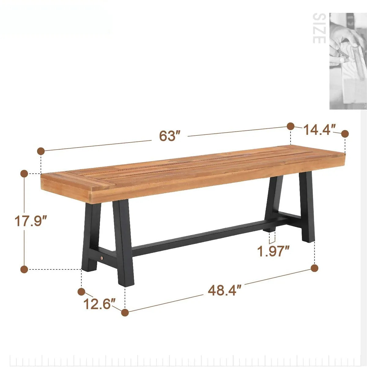 Patio Modern Acacia Wood Dining Set Outdoor Bench Picnic Table