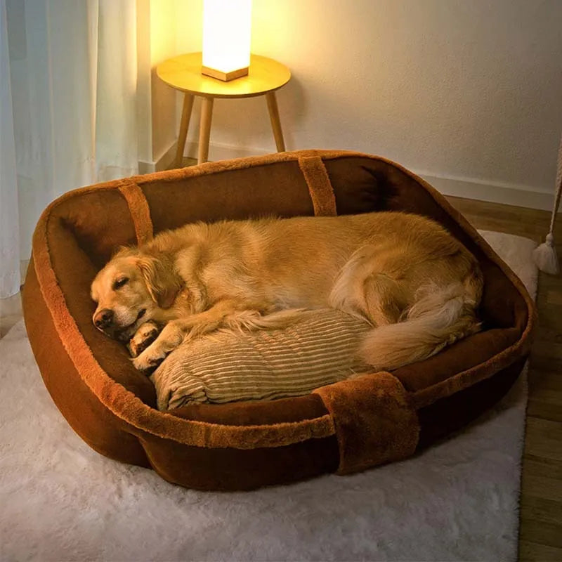 Vintage Large Cozy Calming Sofa Dog Bed