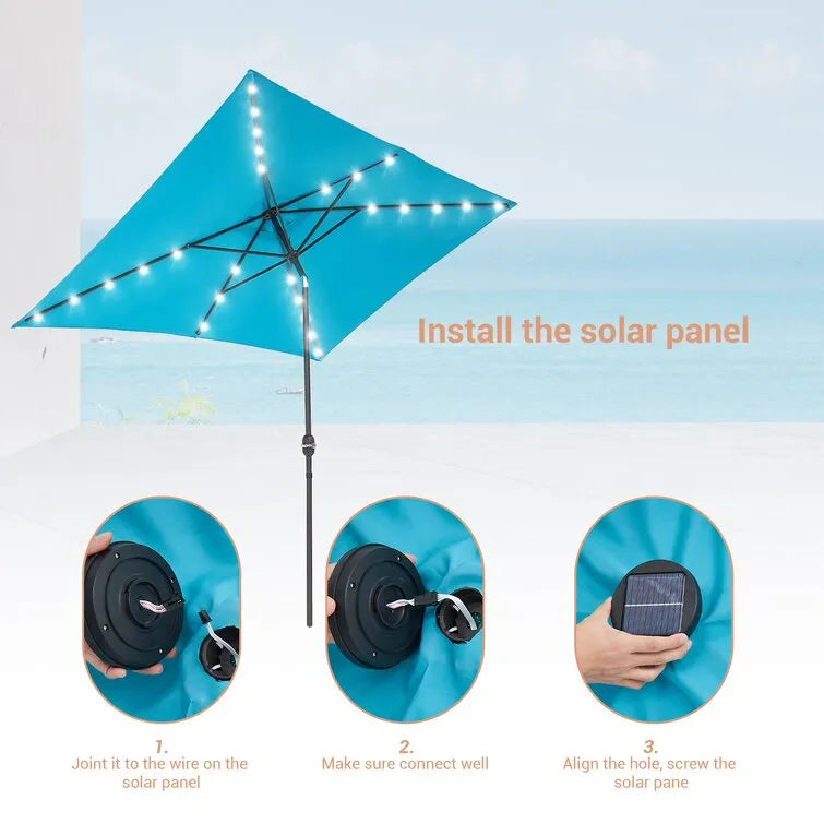 Doralice 120'' x 78'' Rectangular Lighted Market Umbrella